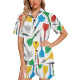 Darts Pattern Print Design 03 Women's V-Neck Short Pajama Set