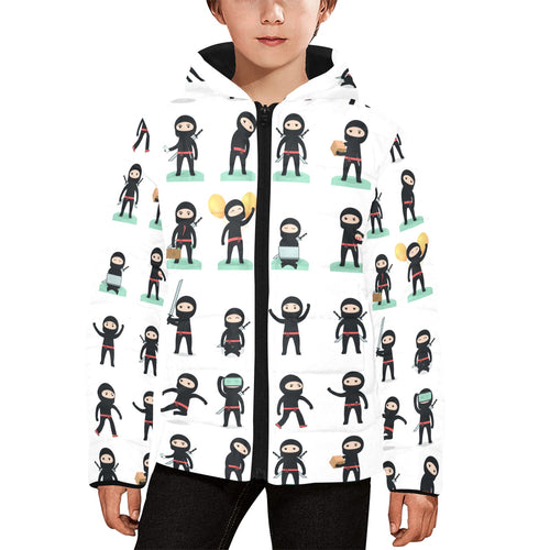 Cute ninja katana sword pattern Kids' Boys' Girls' Padded Hooded Jacket