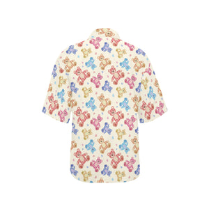 Teddy Bear Pattern Print Design 05 Women's All Over Print Hawaiian Shirt