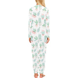 Pastel color cactus pattern Women's All Over Print Pajama Set