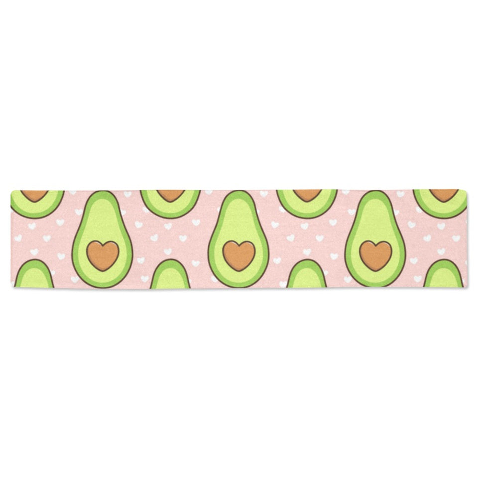 Avocado heart pink background Table Runner