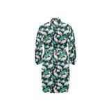 Pelican Pattern Print Design 03 Men's Long Sleeve Belted Night Robe