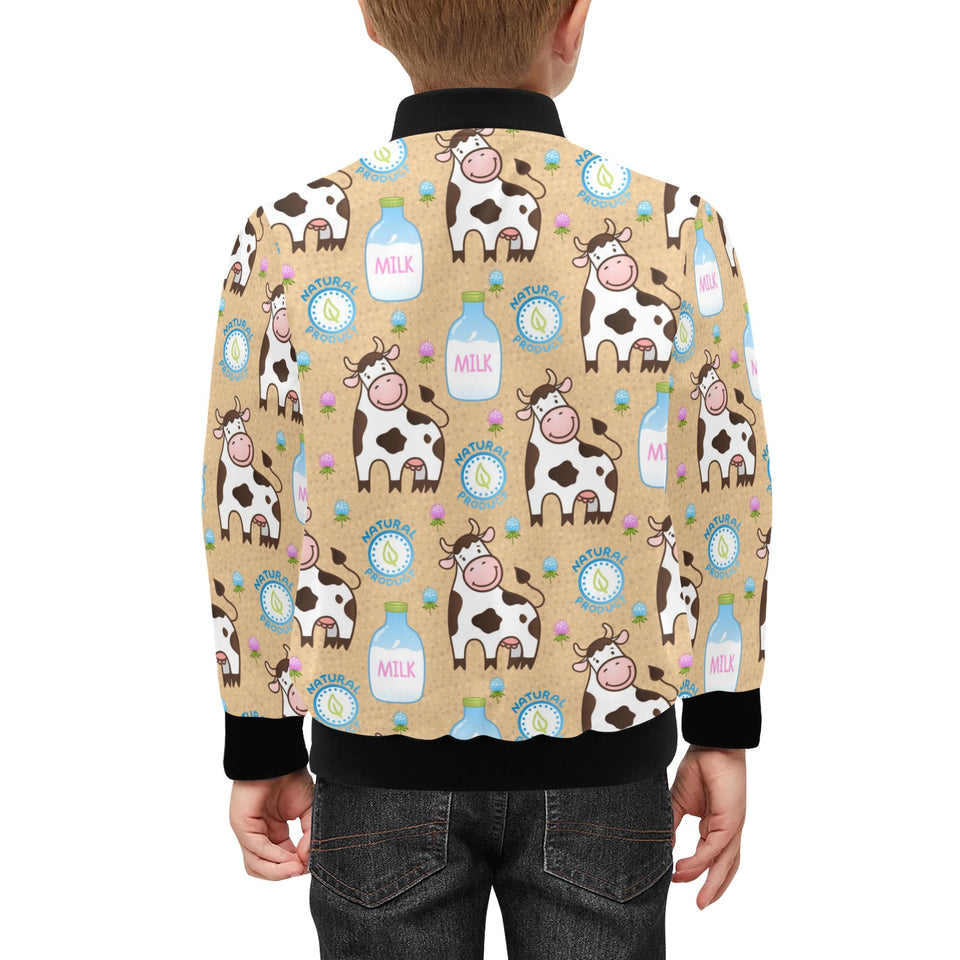 Cow bottle of milk pattern Kids' Boys' Girls' Bomber Jacket