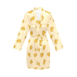 Cheese pattern Women's Long Sleeve Belted Night Robe