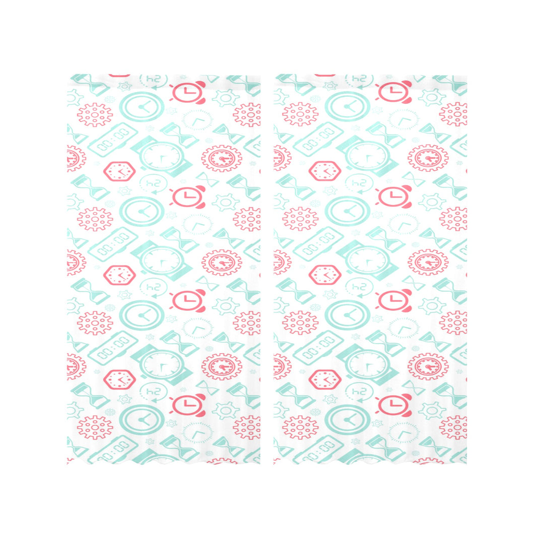 Clock time pattern blackground Gauze Curtain