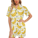 Banana pattern blackground Women's V-Neck Short Pajama Set