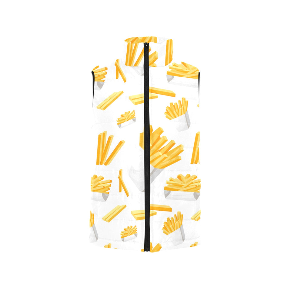 French fries white paper box pattern Women's Padded Vest