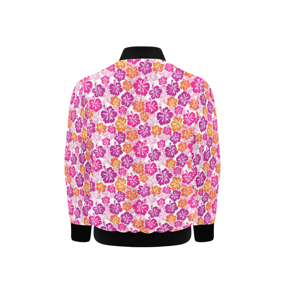 Hibiscus Pattern Print Design 01 Kids' Boys' Girls' Bomber Jacket
