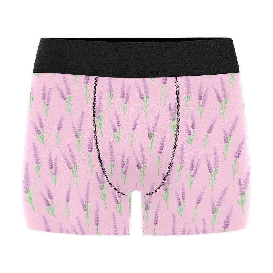 Lavender pattern pink background Men's All Over Print Boxer Briefs Men's Underwear