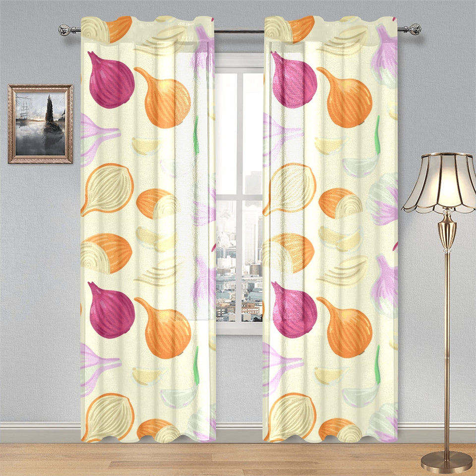 Onion garlic white red pattern Gauze Curtain