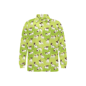 Jack Russel Pattern Print Design 01 Men's Long Sleeve Polo Shirt