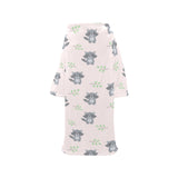 cute raccoons leaves pattern Blanket Robe with Sleeves