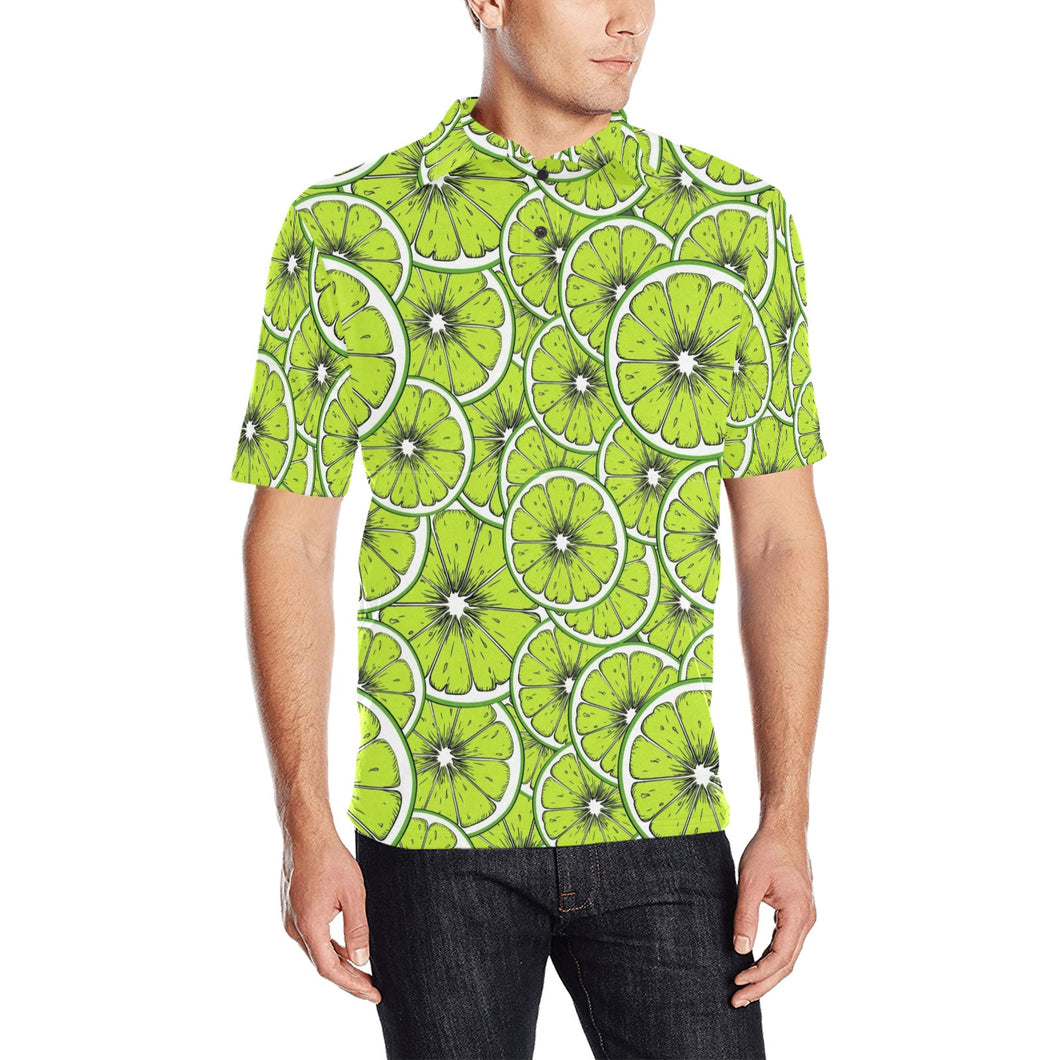 Slices of Lime design pattern Men's All Over Print Polo Shirt