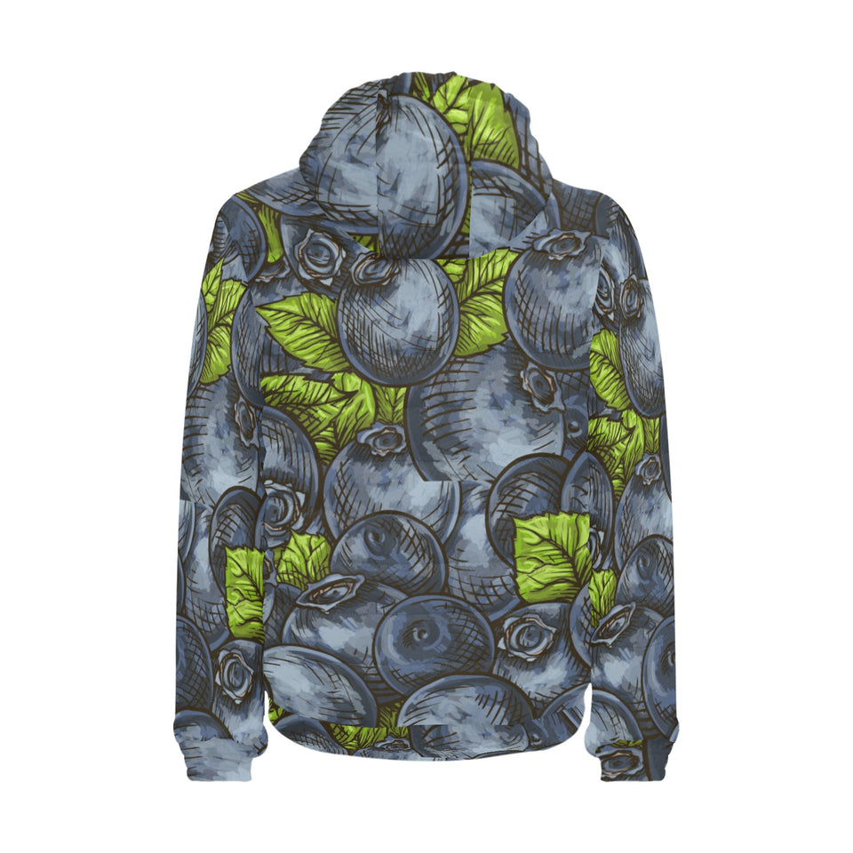 blueberry pattern Men's Padded Hooded Jacket