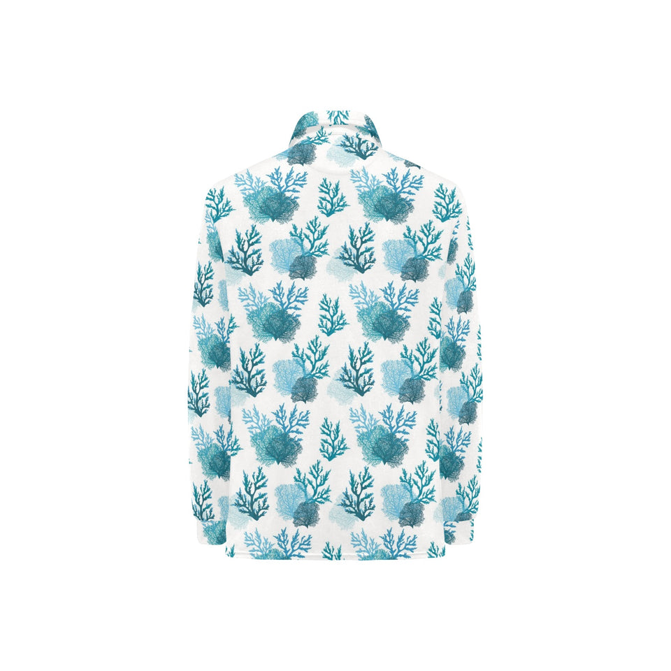 Coral Reef Pattern Print Design 04 Women's Long Sleeve Polo Shirt