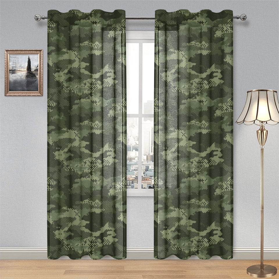 Digital Green camouflage pattern Gauze Curtain