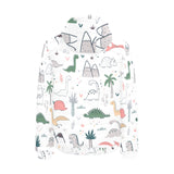 Cute cartoon dinosaurs tree pattern Men's Padded Hooded Jacket