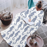 Seahorse pattern background Blanket Robe with Sleeves