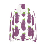 Eggplant Pattern Print Design 01 Men's Padded Hooded Jacket