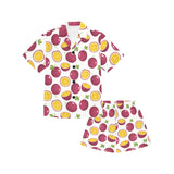 Passion fruit design pattern Kids' Boys' Girls' V-Neck Short Pajama Set