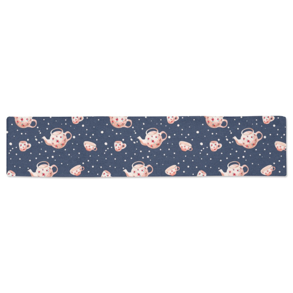 Tea pots Pattern Print Design 04 Table Runner