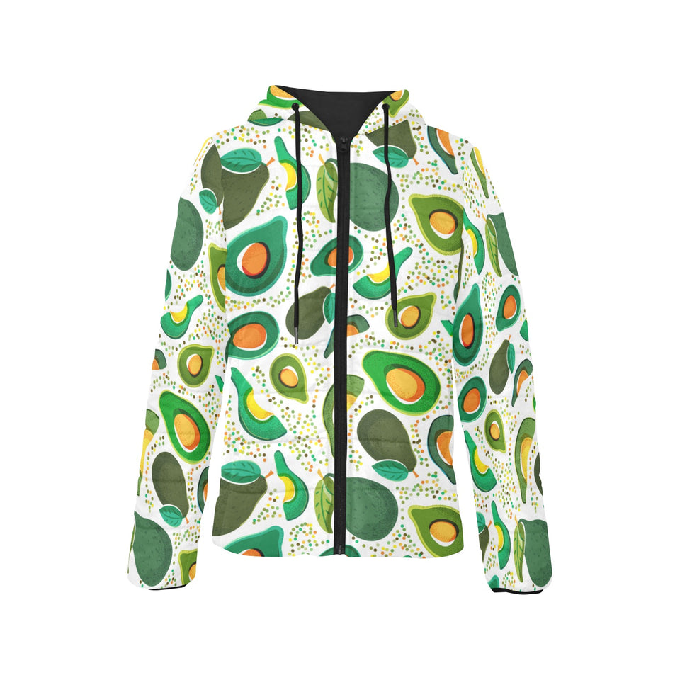 Avocado design pattern Women's Padded Hooded Jacket