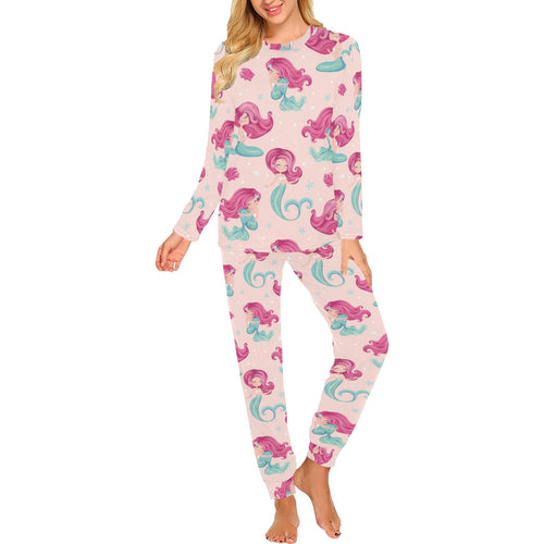Cute little mermaid pattern Women's All Over Print Pajama Set