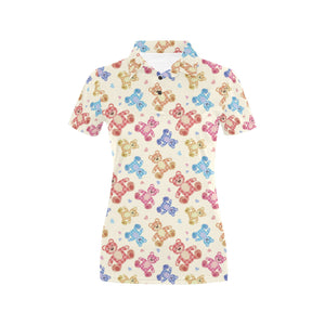 Teddy Bear Pattern Print Design 05 Women's All Over Print Polo Shirt