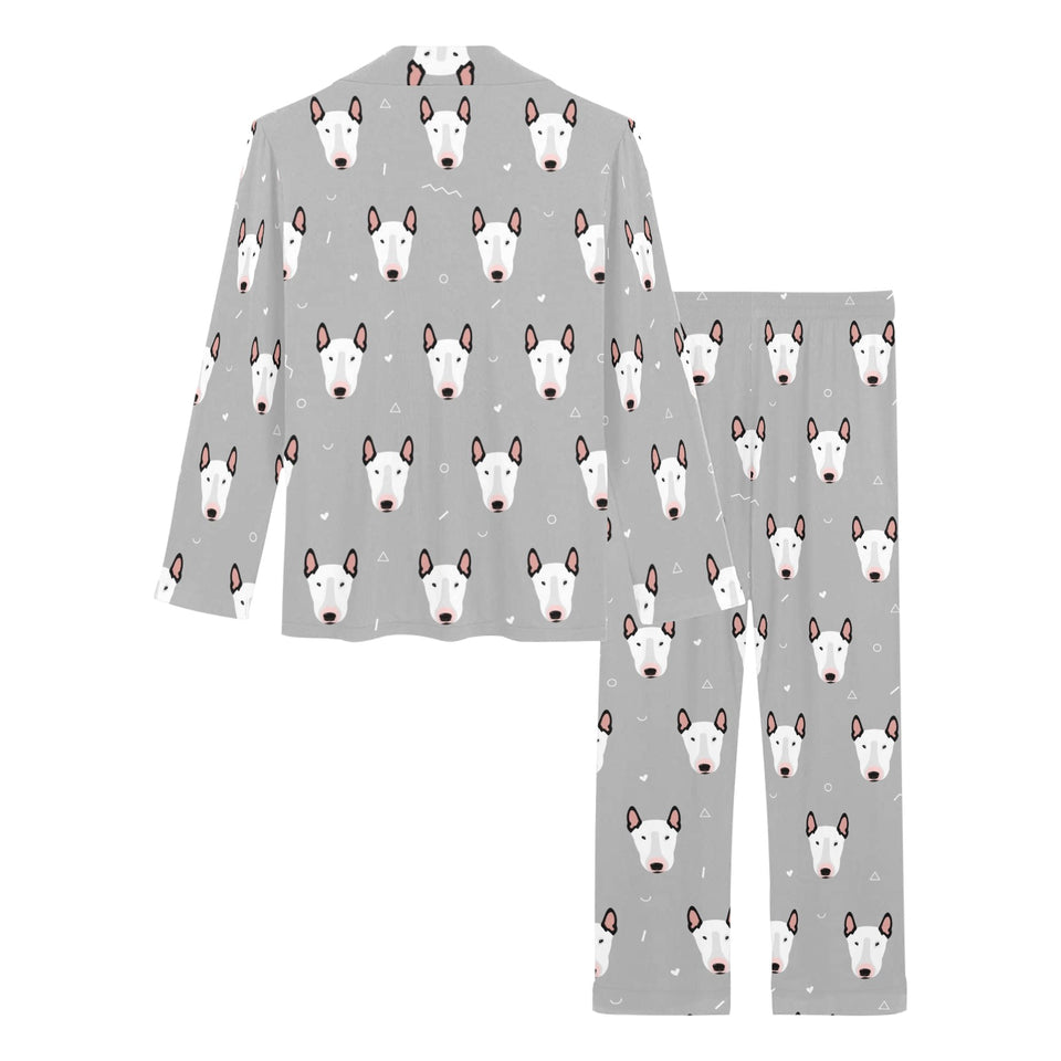 Bull Terrier Pattern Print Design 05 Women's Long Pajama Set