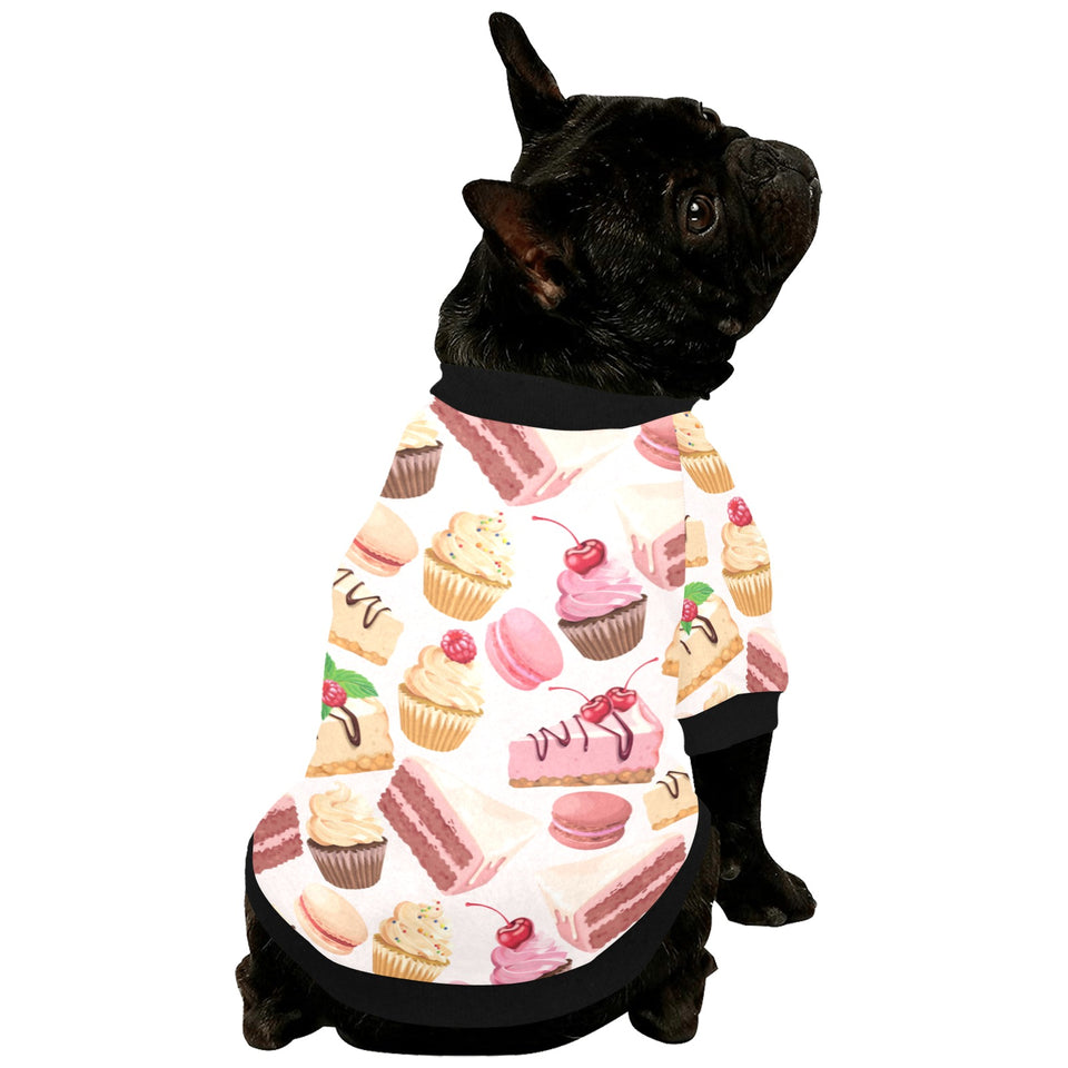Cake cupcake sweets pattern All Over Print Pet Dog Round Neck Fuzzy Shirt