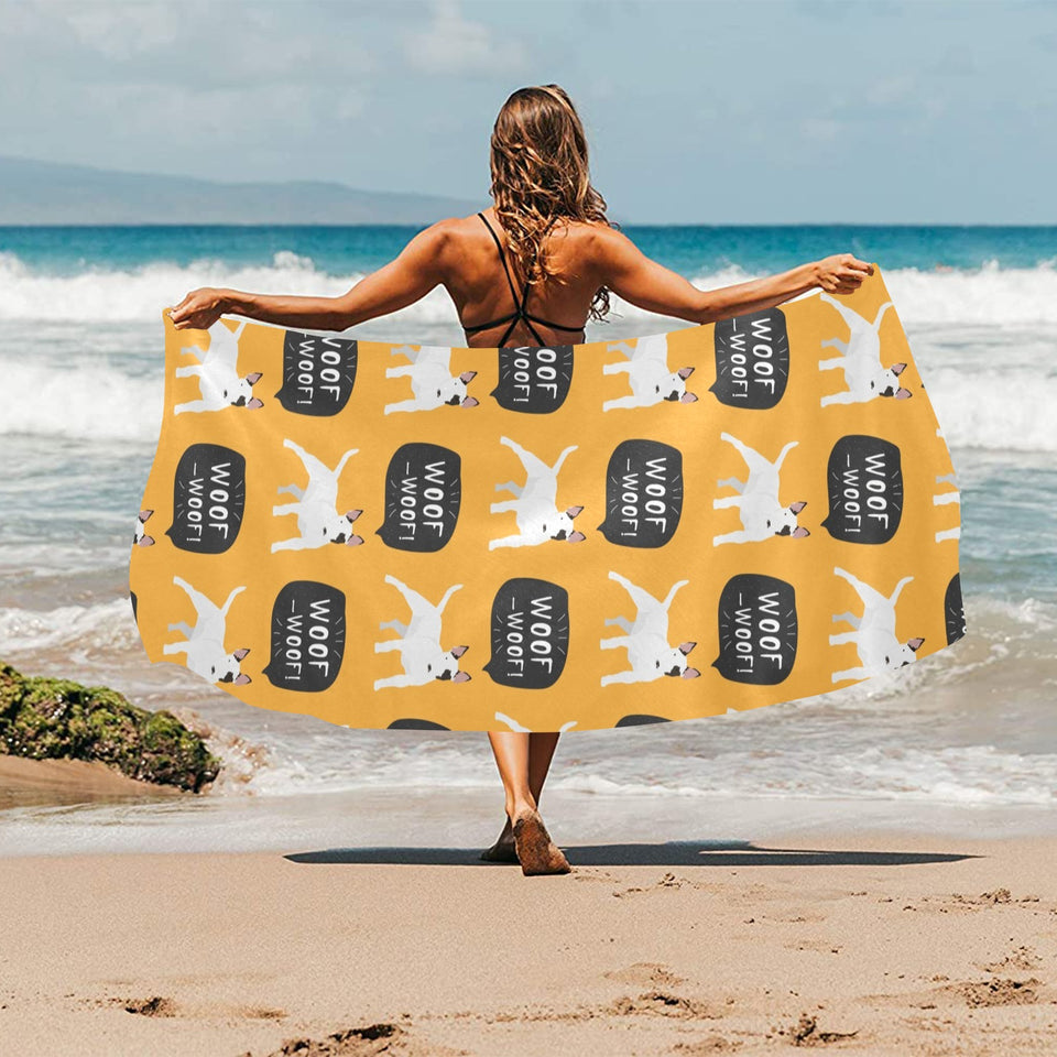 Bull Terrier Pattern Print Design 03 Beach Towel
