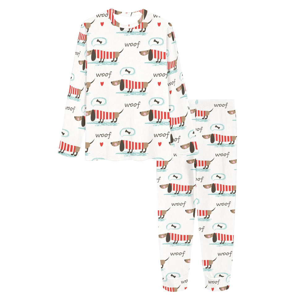 Cute dachshund bone pattern Women's All Over Print Pajama Set