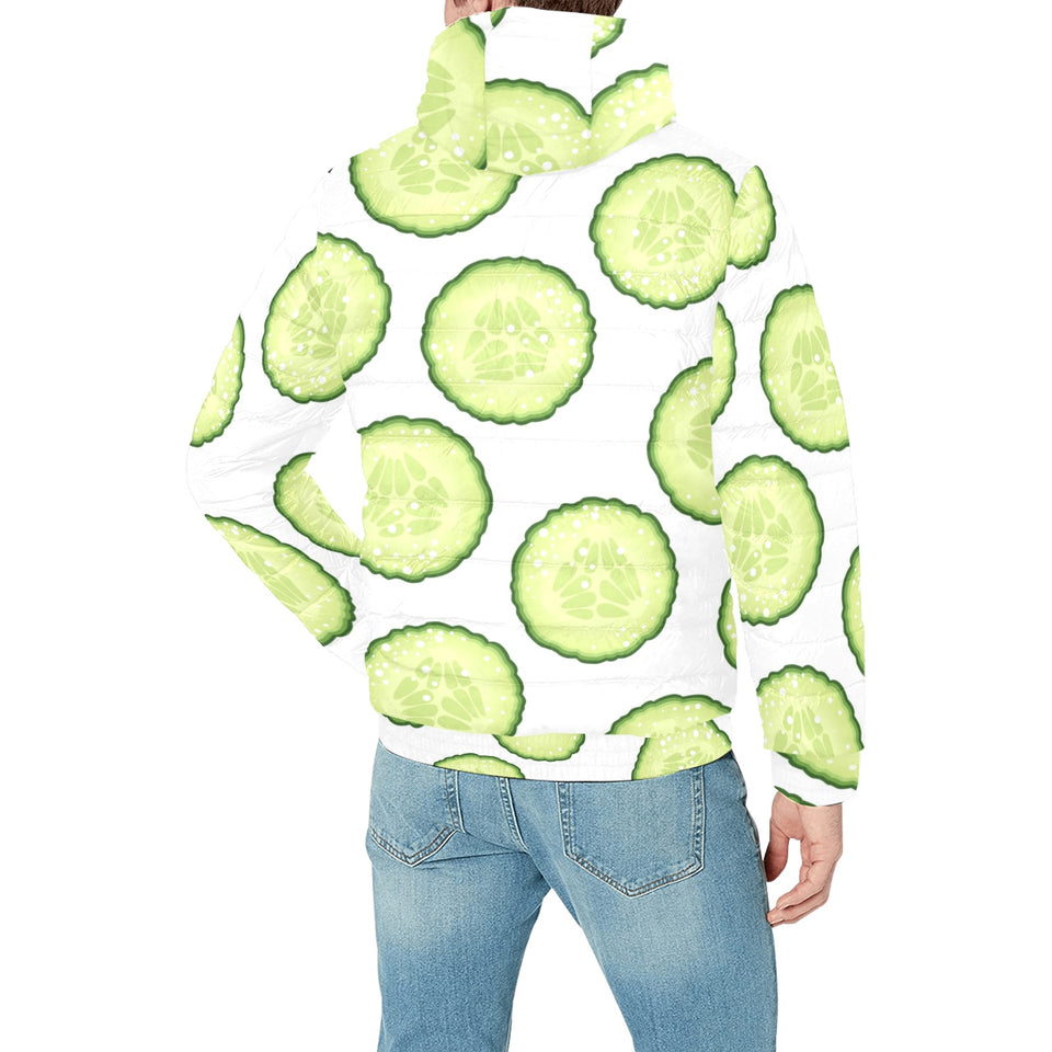 Cucumber slices pattern Men's Padded Hooded Jacket