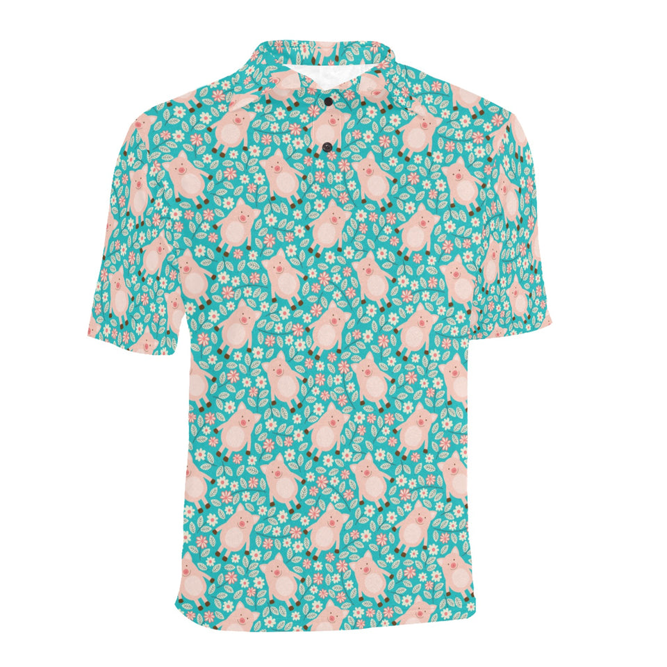 Pig Pattern Print Design 01 Men's All Over Print Polo Shirt