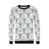 Hand drawn Koala leaves pattern Women's Crew Neck Sweatshirt