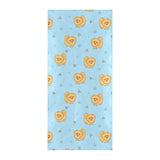 Brown cute pomeranian blue blackground Beach Towel