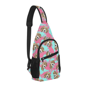 Beagle muzzles turquoise paint splashes pink patte All Over Print Chest Bag