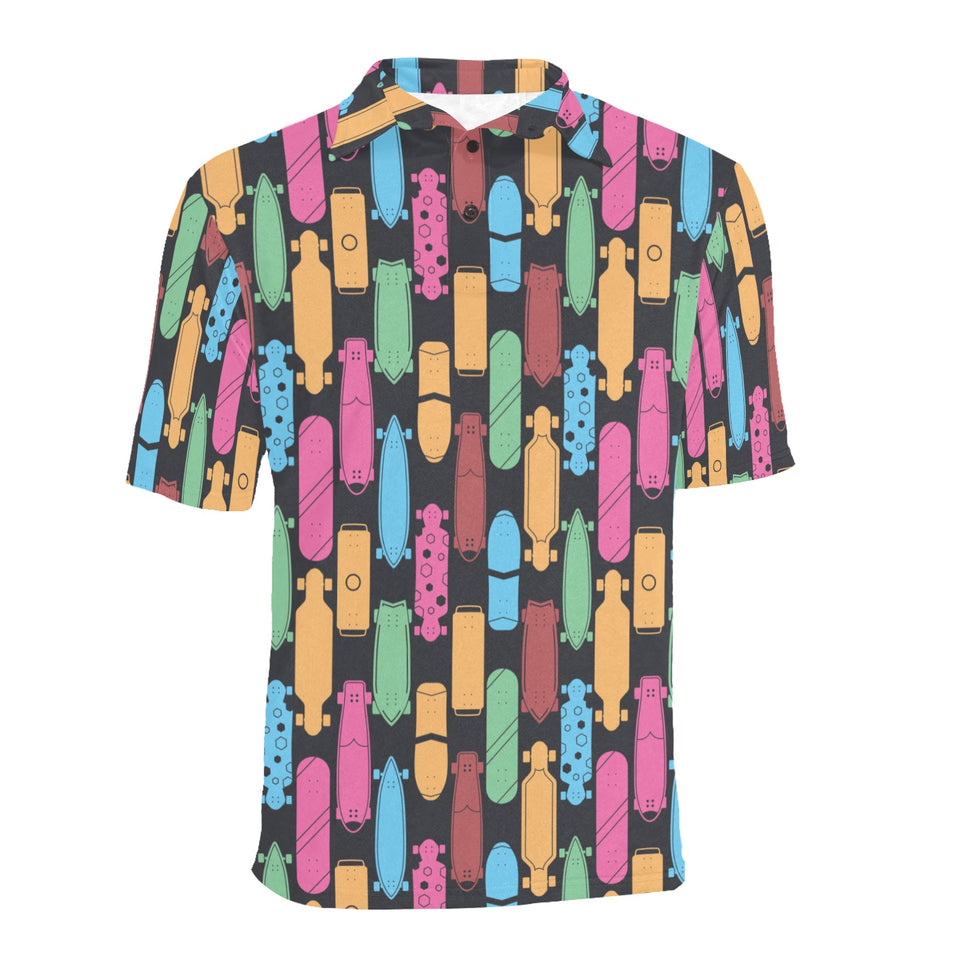 Skate Board Pattern Print Design 02 Men's All Over Print Polo Shirt