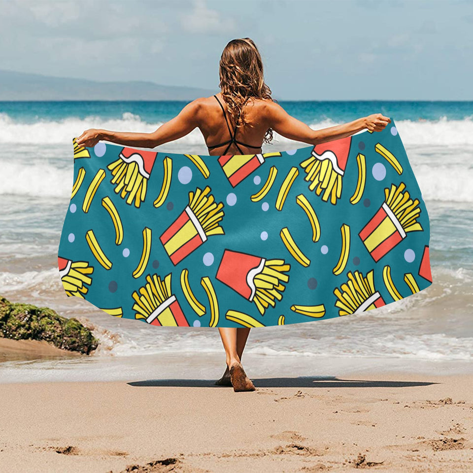 French fries red paper box pattern Beach Towel