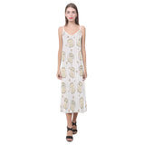 cute owl leaf V-Neck Open Fork Long Dress