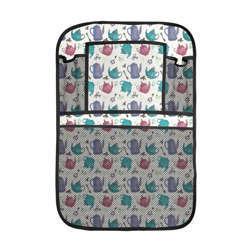 Tea pots Pattern Print Design 05 Car Seat Back Organizer