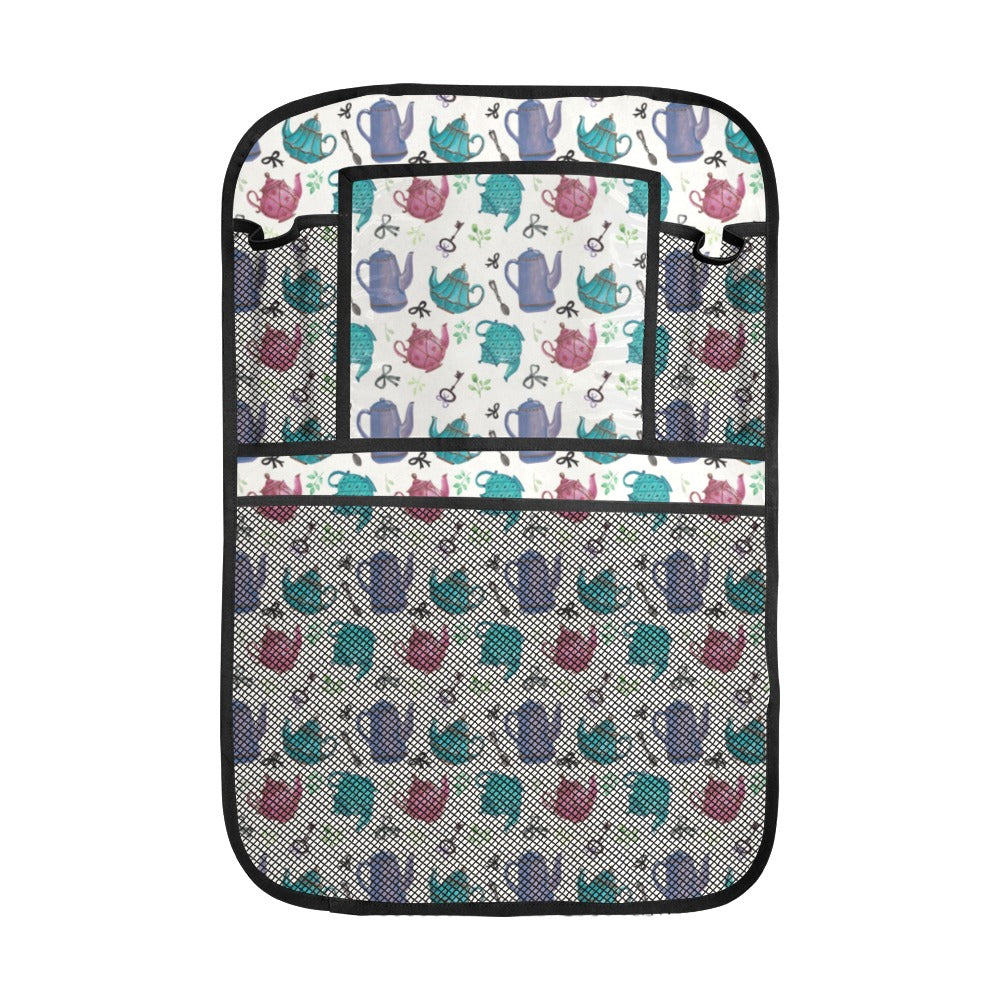 Tea pots Pattern Print Design 05 Car Seat Back Organizer