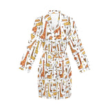 Giraffe Pattern Print Design 04 Women's Long Sleeve Belted Night Robe