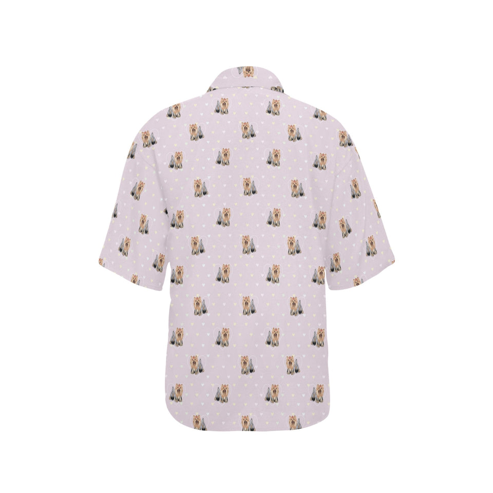 Yorkshire Terrier Pattern Print Design 02 Women's All Over Print Hawaiian Shirt