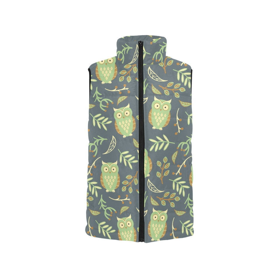 Cute owls leaves pattern Women's Padded Vest