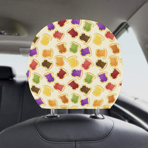 Bread Toast Pattern Print Design 02 Car Headrest Cover
