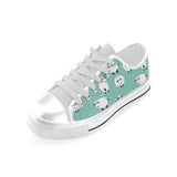 Cute sheep green background Men's Low Top Shoes White