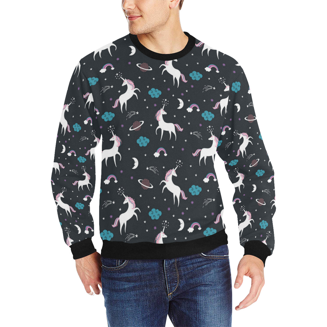 unicorn rainbows moon clound star pattern Men's Crew Neck Sweatshirt