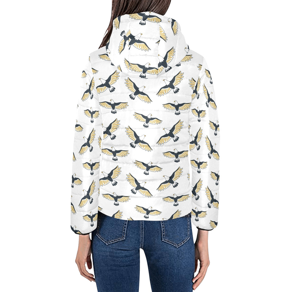 Eagle Pattern Print Design 03 Women's Padded Hooded Jacket