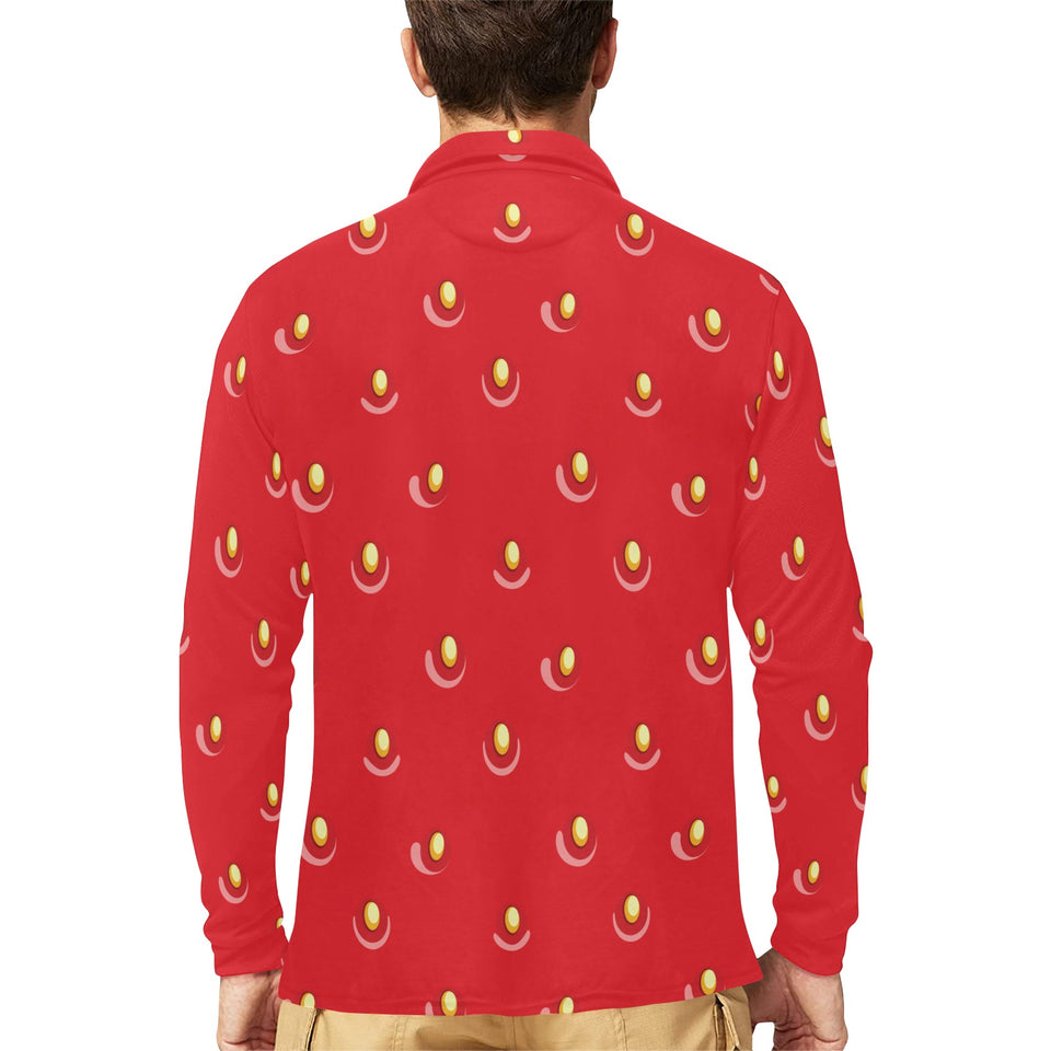 strawberry texture skin pattern Men's Long Sleeve Polo Shirt